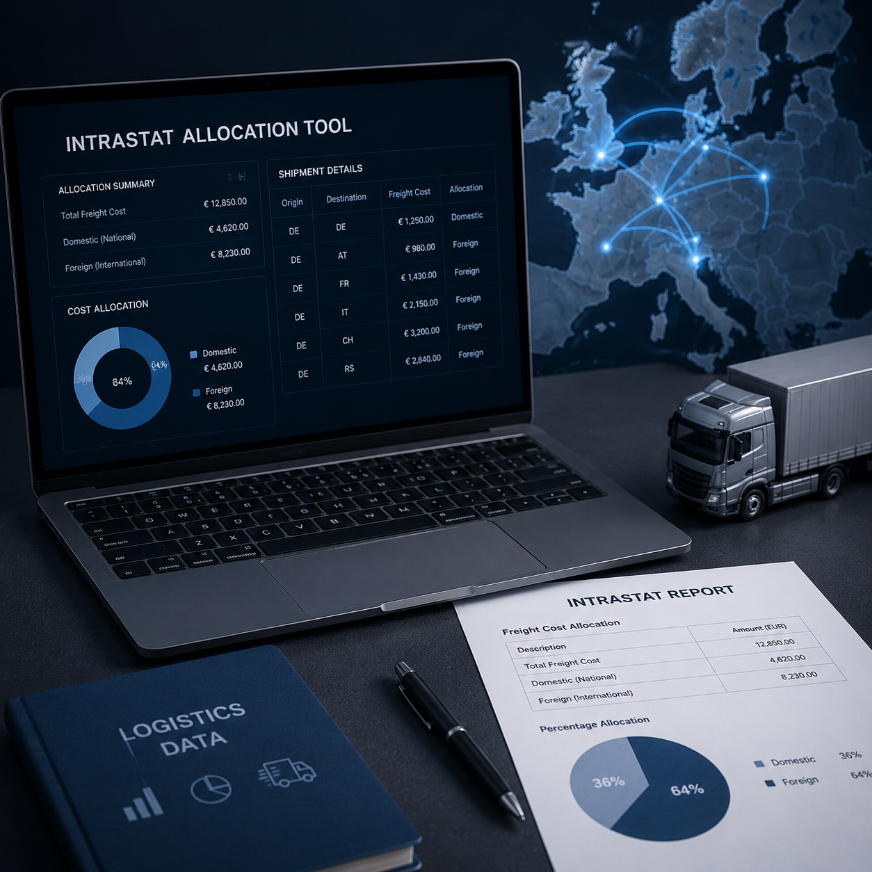 Intrastat freight allocation and transport cost calculation tool